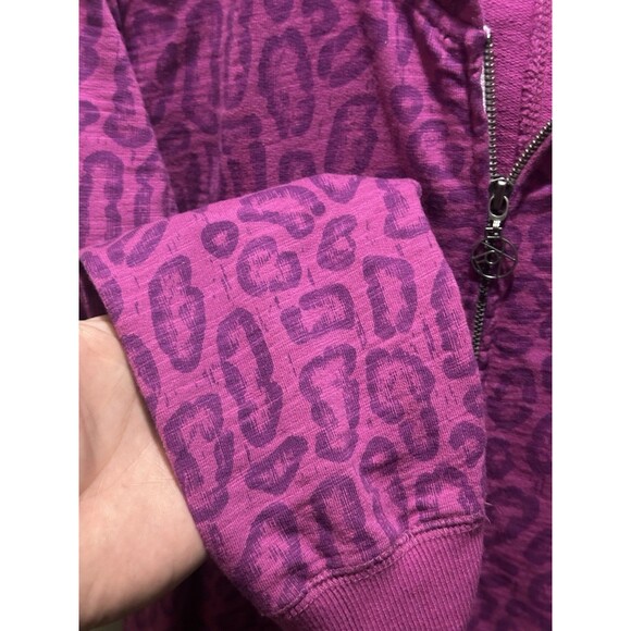Fox Motor Sports Pink Cheetah Print Women’s Full Zip Sweater Size Medium HTF - Picture 2 of 7
